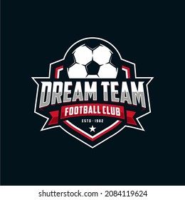 Football club logo. Football club emblem, design template on dark background