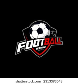 football club logo, emblem, designs with ball. Sport badge vector illustration