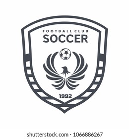 Football Club Logo With Fenix And Ball For Emblem, Soccer Club. Vector