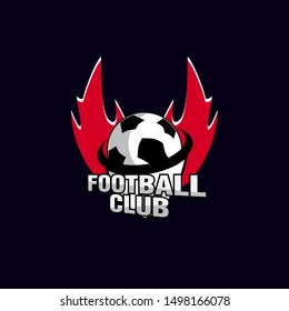 football club logo icon with fire power illustration
