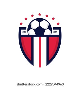 Football club team emblem. Soccer badge shield logo, football team game club, shield background vector