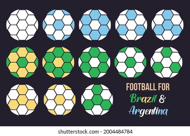 Football collection vector illustration. Football for Brazil and Argentina.  