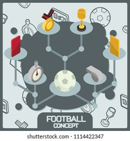 Football color concept isometric icons