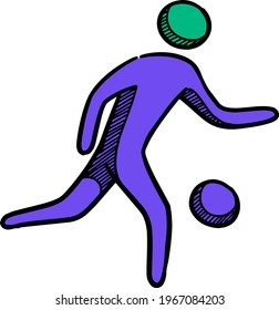 Football color figure hand drawn soccer 