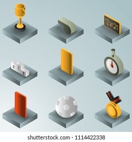 Football color gradient isometric icons