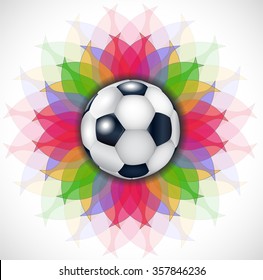 Football and colorful flower. 