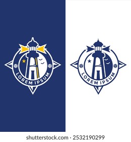 football compass lighthouse logo design