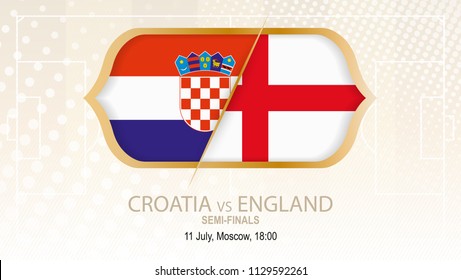 Football competition Croatia vs England, Semi-finals. On beige soccer background.