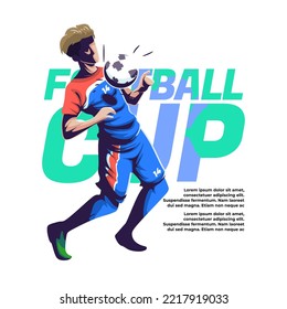 football competition illustration of a player controlling the ball with his chest