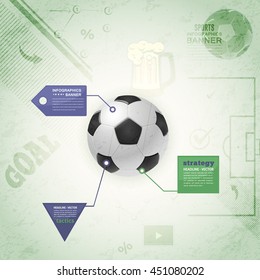 Football Concept Infographics Template, Grunge Background