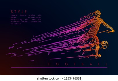 Football concept. Vector drawn by color lines. Soccer art. Creative line-art set. Vector template brochures, flyers, presentations, logo, print, leaflet, banners.