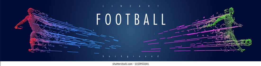 Football concept. Vector drawn by color lines. Soccer art. Creative line-art set. Vector template brochures, flyers, presentations, logo, print, leaflet, banners.