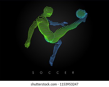 Football concept. Vector drawn by color lines. Soccer art. Creative line-art set. Vector template brochures, flyers, presentations, logo, print, leaflet, banners.