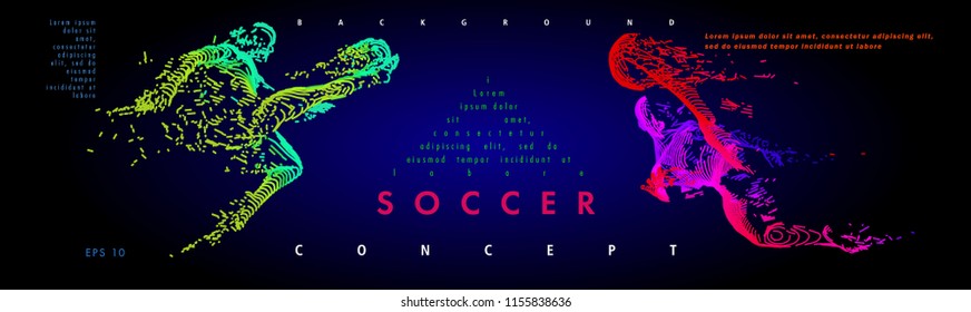 Football concept. Vector drawn by color lines. Soccer art. Creative line-art set. Vector template brochures, flyers, presentations, logo, print, leaflet, banners.