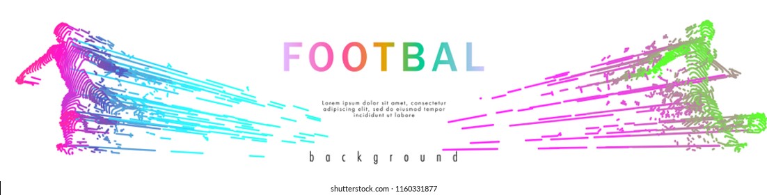 Football concept. Vector drawn by color lines. Soccer art. Creative line-art set. Vector template brochures, flyers, presentations, logo, print, leaflet, banners.