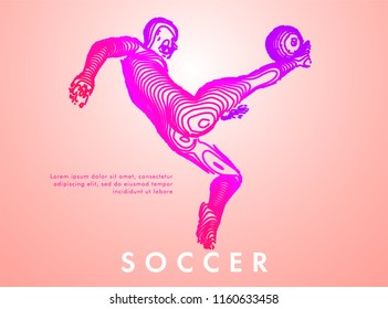 Football concept. Vector drawn by color lines. Soccer art. Creative line-art set. Vector template brochures, flyers, presentations, logo, print, leaflet, banners.
