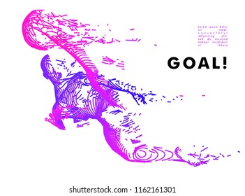 Football concept. Vector drawn by color lines. Soccer art. Creative line-art set. Vector template brochures, flyers, presentations, logo, print, leaflet, banners.