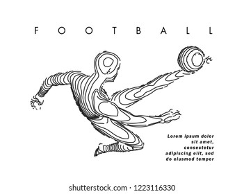 Football concept. Vector drawn by lines. Soccer art. Creative line-art set. Vector template brochures, flyers, presentations, logo, print, leaflet, banners.