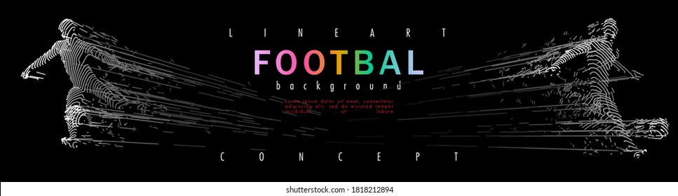 Football concept. Vector drawn by lines. Soccer art. Creative line-art set. Vector template brochures, flyers, presentations, logo, print, leaflet, banners.