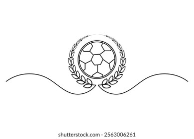 Football continuous one line art drawing of isolated outline vector illustration