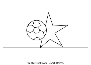 Football continuous one line art drawing of isolated outline vector illustration