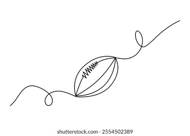 Football continuous one line drawing of minimalist outline vector design