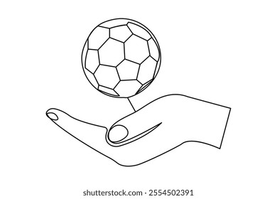 Football continuous one line drawing of minimalist outline vector design