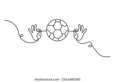 Football continuous one line drawing of simple vector icon