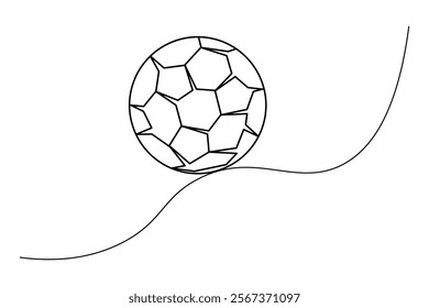 Football continuous single line art and isolated outline vector illustration