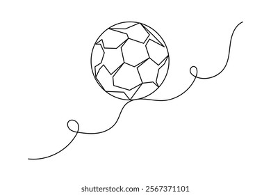 Football continuous single line art and isolated outline vector illustration