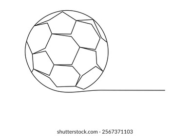 Football continuous single line art and isolated outline vector illustration