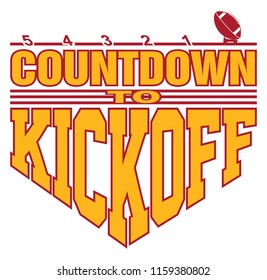 Football - Countdown to Kickoff is an illustration of a football on a kicking tee with a 5, 4, 3, 2, 1 countdown with text that says Countdown to Kickoff representing the start of the game.