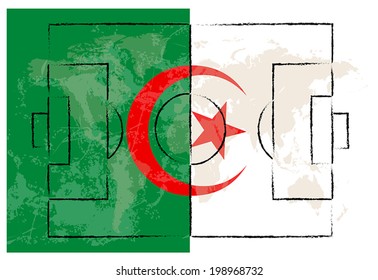 football court on Algeria flag background vector illustration