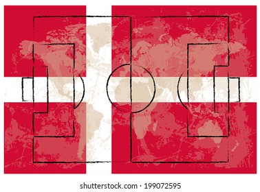 football court on Denmark flag background vector illustration