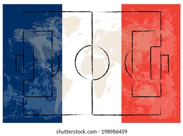 football court on France flag background vector illustration