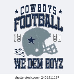 T-Shirt-Design von Football und Cowboys