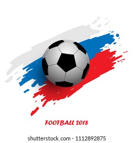 Football cup 2018 abstract background, realistic football on white blue and red color, vector illustration