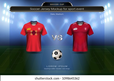 Football cup 2018 group G, Belgium VS Panama, Soccer jersey mock-up with scoreboard match schedule broadcast graphic template, For presentation score or game results of world championship in Russian.