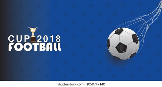 Football cup 2018 isolated on blue background. Soccer cup for web site,poster,placard,flyer and wallpaper. Useful for backdrop template. Creative art concept, vector illustration, eps 10