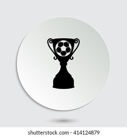 football cup - black vector icon  with shadow