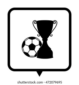 football cup - black vector icon;  message bubble