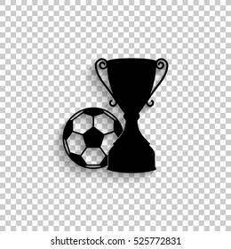 football cup - black vector  icon with shadow