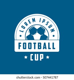 Football Cup Emblem Flat Icon On Blue Background