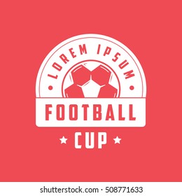 Football Cup Emblem Flat Icon On Red Background