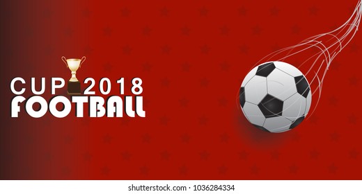 Football cup isolated on red background.Soccer championship cup for web site,poster,placard,flyer and wallpaper.Useful for backdrop template. Creative art concept,vector illustration eps 10