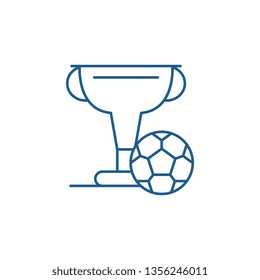 Football cup line icon concept. Football cup flat  vector symbol, sign, outline illustration.