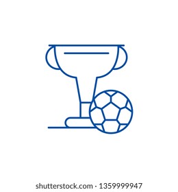 Football cup line icon concept. Football cup flat  vector symbol, sign, outline illustration.