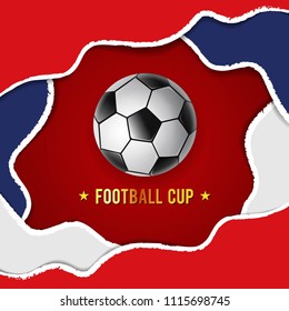 Football Cup with Red Background & Soccer Ball Design