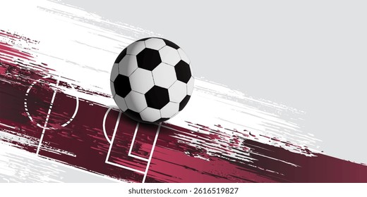 football cup , soccer ball. Sport poster, infinity concept background ( Translation : Qatar )