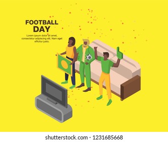 Football day concept background. Isometric illustration of football day vector concept background for web design